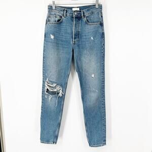 Boyish The Billy High Rise Skinny Jeans Button Fly Distressed